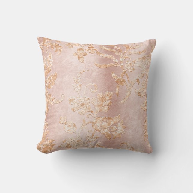 Coussin Elégant Blush Gold Damask Satin Joli Décor Maison (Recto)