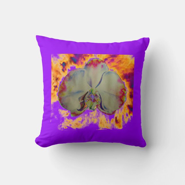 Coussin Elégant boho abstrait aquarelle orchidée peinture (Recto)