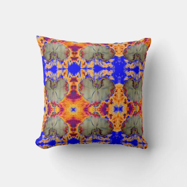 Coussin Elégant boho abstrait aquarelle orchidée peinture (Recto)