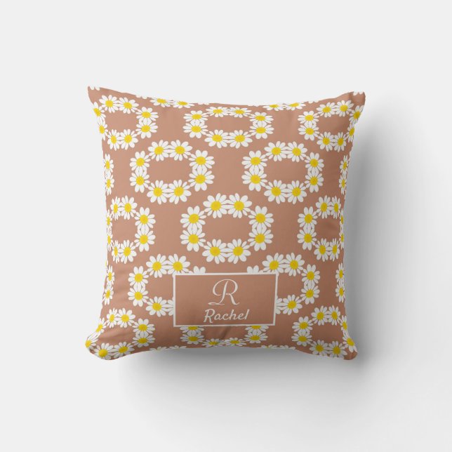 Coussin Élégant Boho Monogram Terracotta (Recto)