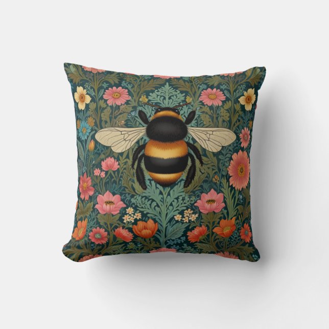 Coussin Elegant boho retro bumblebee spring florals  (Recto)