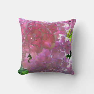 Coussin Élégant boho rose florales fleurs hydrangées