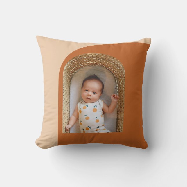 Coussin Élégant Boho Terracotta Custom Photo Keepsaké (Recto)