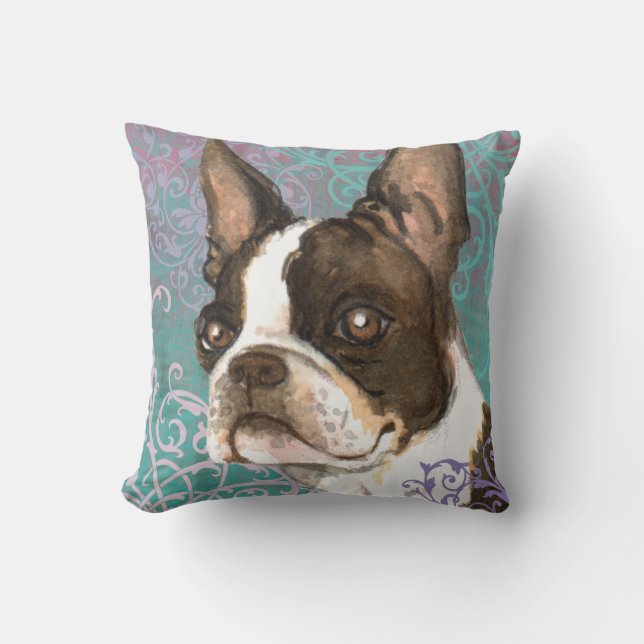 Coussin Élégant Boston Terrier (Recto)