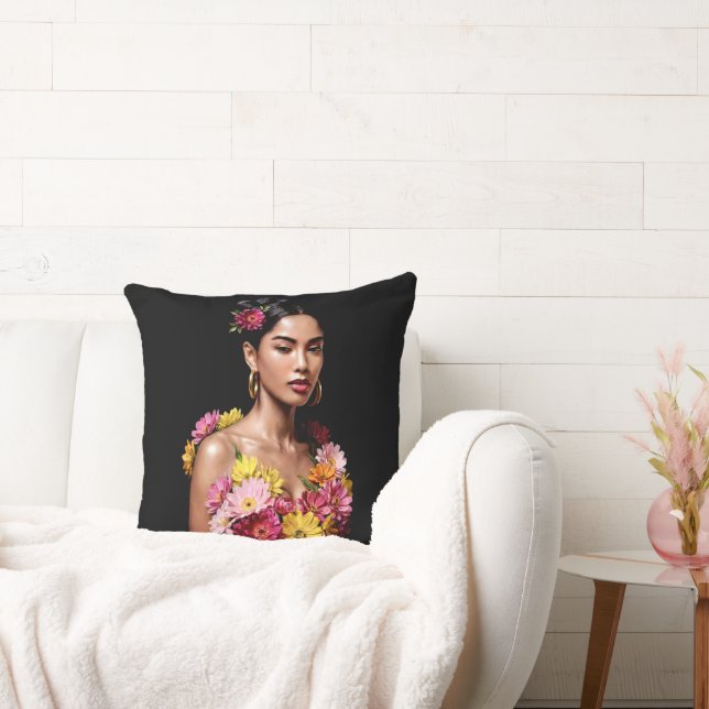 Coussin Elegant Botanical Female Oil Painting Aesthetic (Canapé)