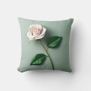 Coussin Élégant Botanique de Rose blanche