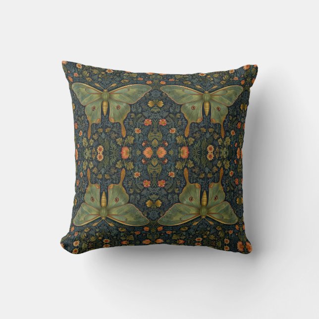 Coussin Élégant botanique rétro boho de la lune-moth  (Recto)