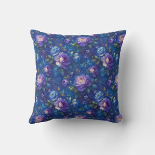 Coussin Élégant Botanique Vintage Chic Bleu