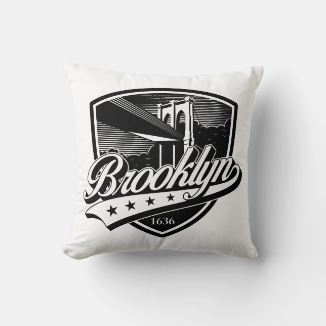 Coussin Élégant bouclier de Brooklyn et design Swoosh (Recto)