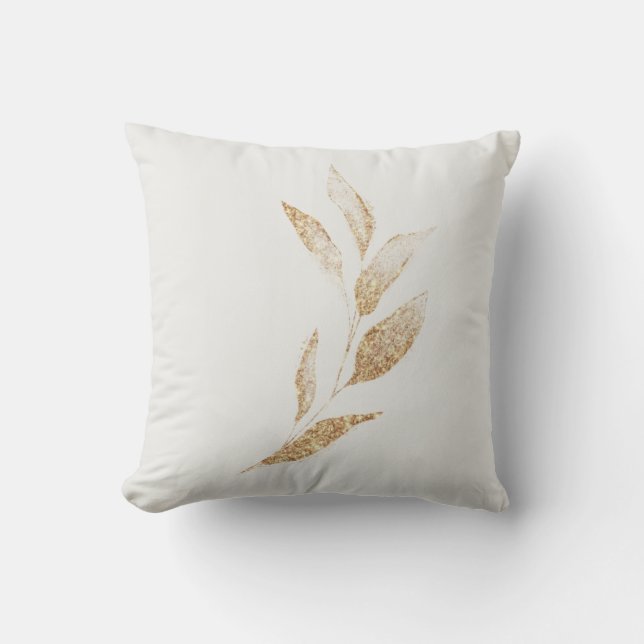 Coussin Élégant Brossé feuille d'or botanique (Recto)