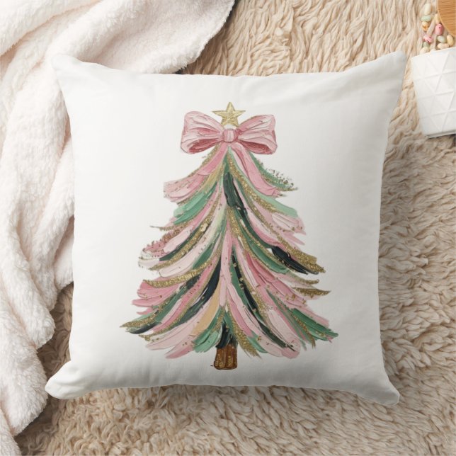 Coussin Elegant Brushstroke Christmas Tree Pillow (Couverture)