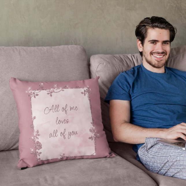 Coussin Elégant cadre d'étincelle bordeaux clair Valentine (Créateur téléchargé)