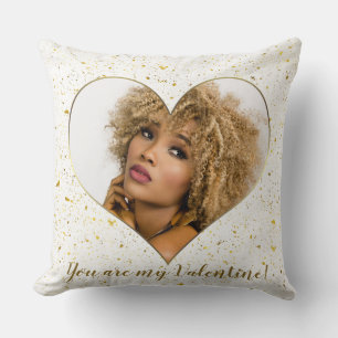 Coussin Elégant cadre Gold Heart Frame Valentine's Day Pho