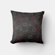 Élégant Carmin Red Grey Black Hearts motif