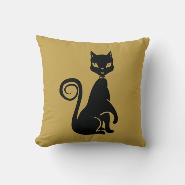 Coussin Élégant chat noir (Recto)