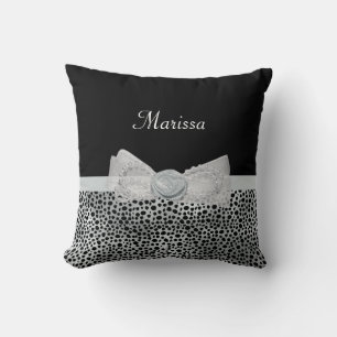 Coussin Elégant Cheetah Argent Imprimer Frilly Bow Avec No