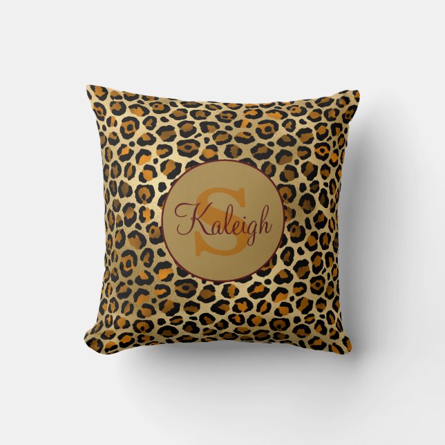 Coussin Elegant Cheetah/Monogramme Empreinte de léopard No (Recto)