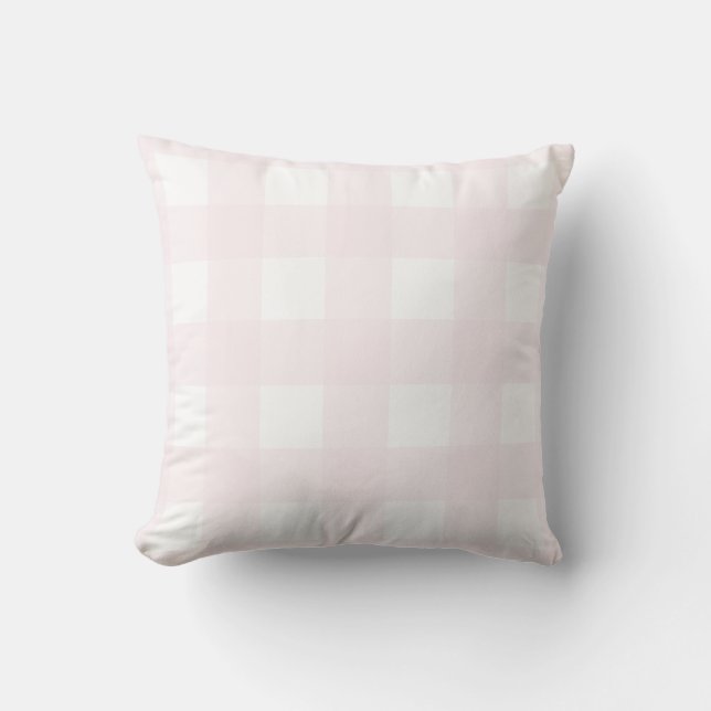 Coussin Elégant Chèque Pastel Pink Buffalo Pink. (Recto)
