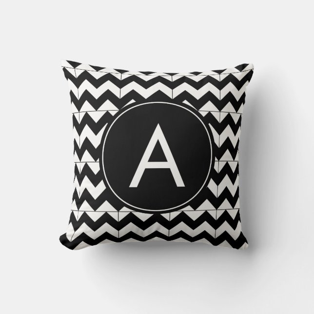 Coussin Elégant Chevron noir et blanc (Recto)