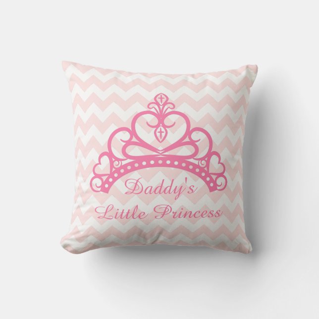 Coussin Élégant Chevron Rose, Princesse de Papa, Diadème (Recto)