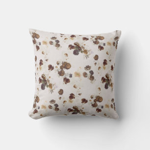 Coussin Elégant chic Beige Brown Rose Floral Toile
