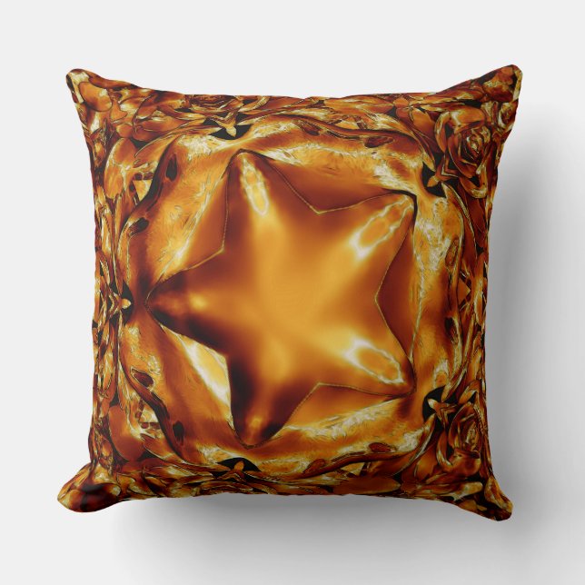 Coussin Élégant Chic Cuivre Or Star de Noël (Recto)