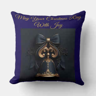 Coussin -Élégant Chr Bleu Nuit et Or Vintage