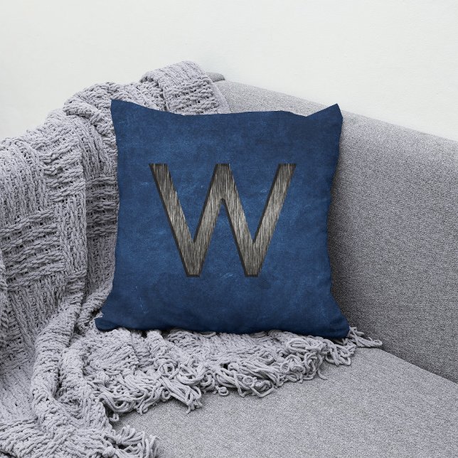 Coussin Élégant Classé Personnalisé Monogramme Marine Char (Créateur téléchargé)
