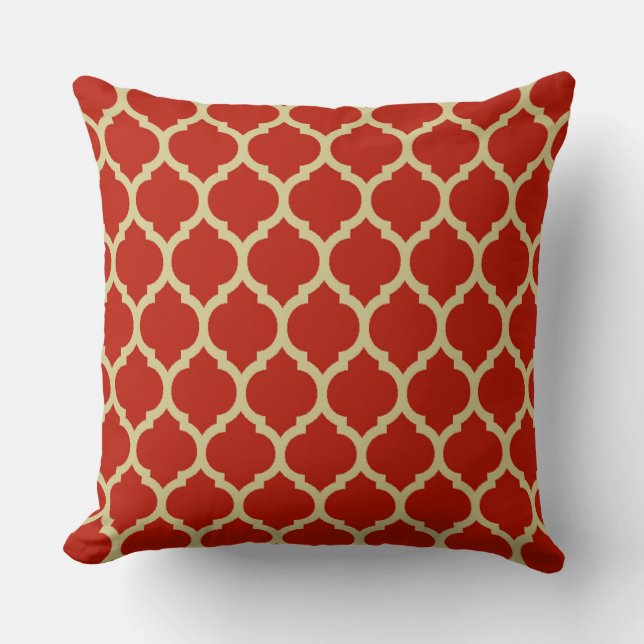 Coussin ÉLÉGANT CLASSIQUE Golden Red Quatrefoil Motif (Recto)