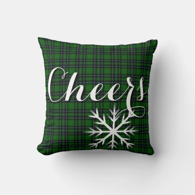 Coussin Élégant classique Green Black Plaid Flacon de neig (Recto)