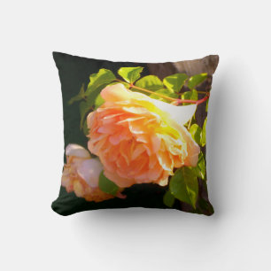 Coussin Elégant classique pêche orange rose floral