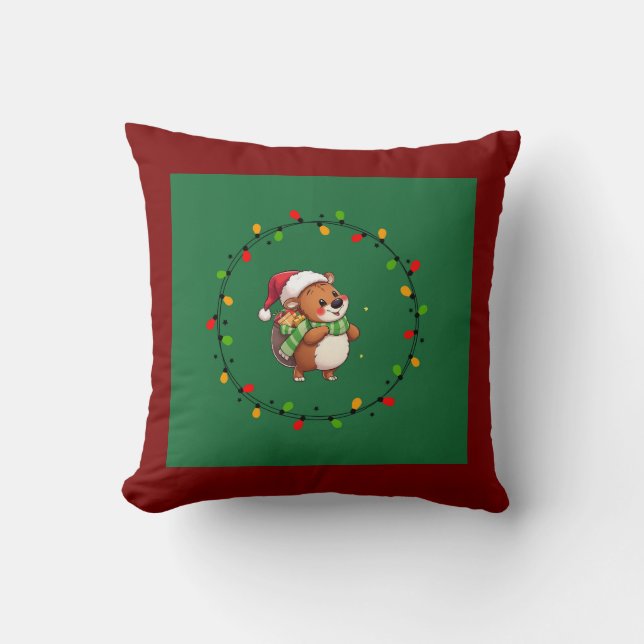 Coussin Élégant classique traditionnel simple rouge vert (Recto)