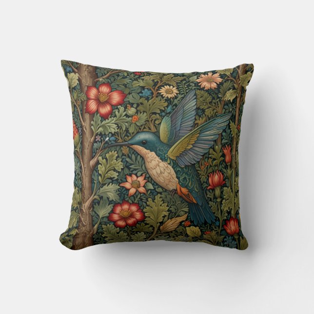 Coussin Élégant colibri romantique boho chic (Recto)