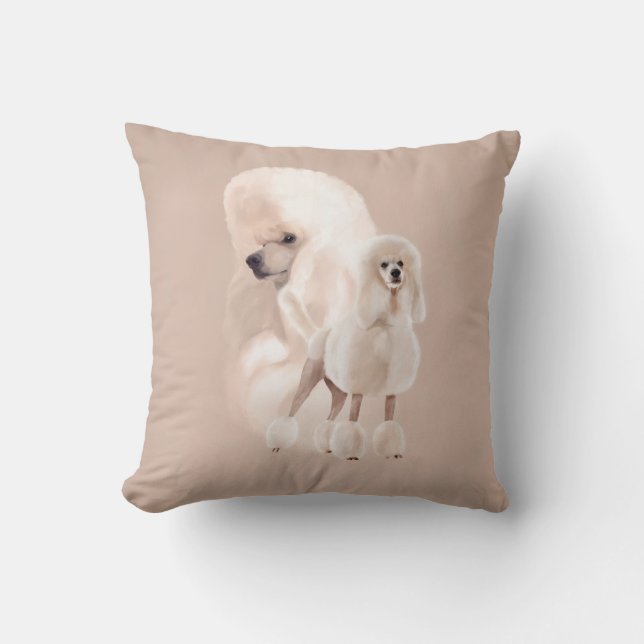 Coussin Élégant Collage de White Poodle Pastel (Recto)
