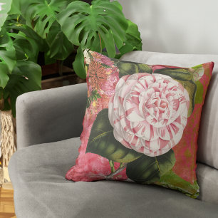Coussin Élégant collage floral Camellia Vintage