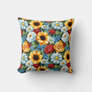 Coussin Élégant Coloré Élégant Romantique Floral Chic