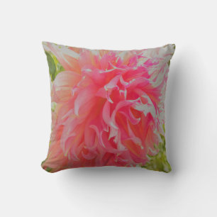 Coussin Elégant corail et Dahlia décoratif rose