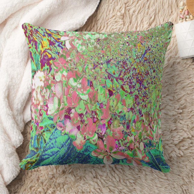 Coussin Elegant Coral and Chartreuse Limelight Hydrangea (Couverture)