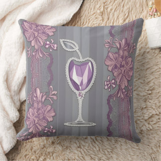Coussin Élégant cristal de verre violet Lavande Dentelle