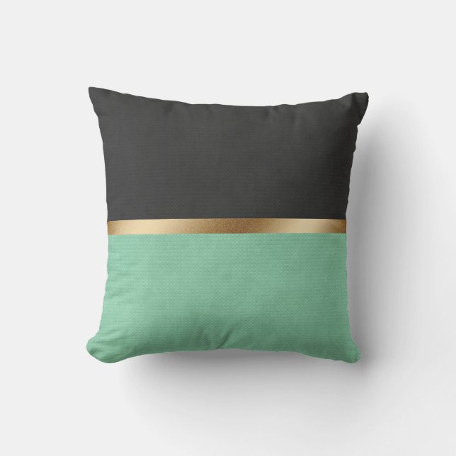 Coussin Élégant cuir noir vert (Recto)