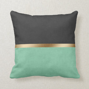 Coussin Élégant cuir noir vert