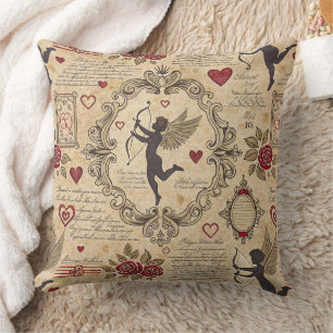 Coussin Élégant Cupidon de la Saint-Valentin Amour victori
