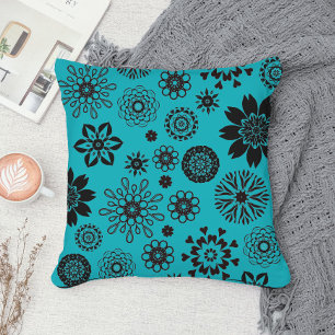 Coussin Elégant Cute Boho Floral Mandala Motif Turquoise