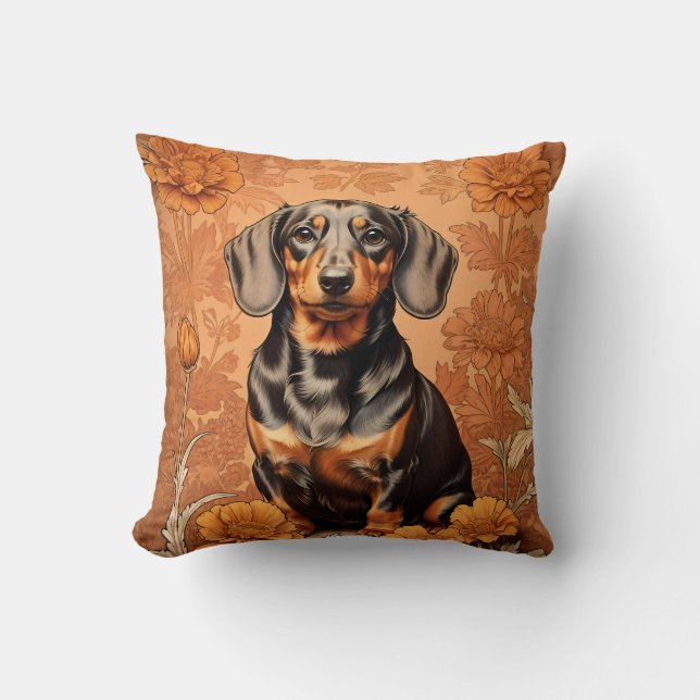 Coussin Elégant Dachshund Et Marigolds (Recto)