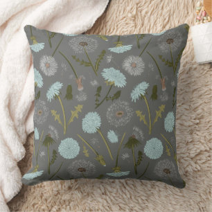 Coussin Elégant Dandelion gris bleu Fleurs