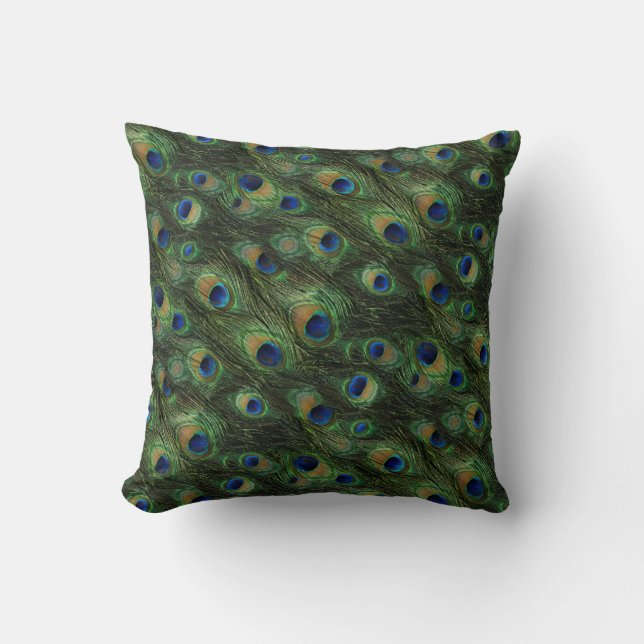 Coussin élégant de motif de plumes de paon (Recto)
