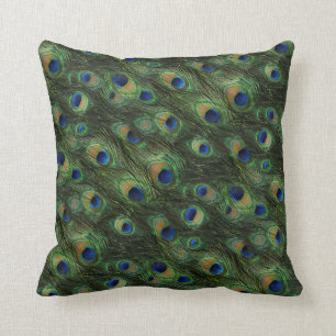 Coussin élégant de motif de plumes de paon