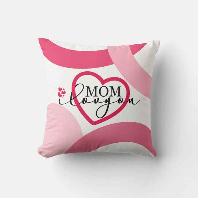 Coussin Elegant design texte Maman I Love You With Heart (Recto)