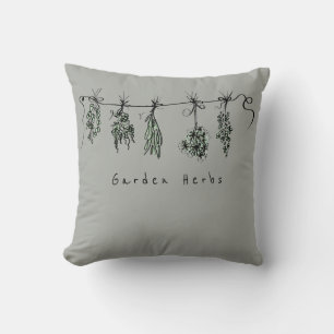 Coussin Elégant dessin botanique des herbes du jardin