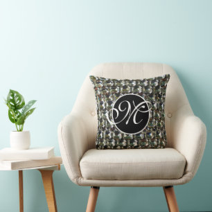 Coussin Élégant diamant rétro strass monogramme